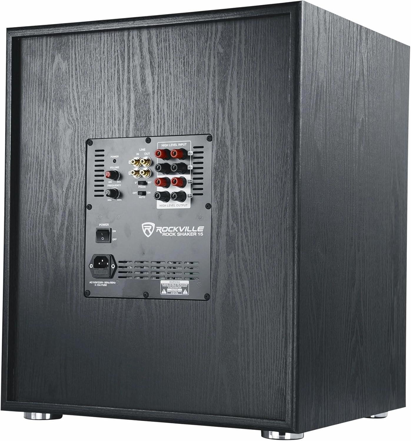 Rockville Rock Shaker 15 Black, 15" Powered Subwoofer, 1000W, Deep Bass, Class-D Amp, RCA Inputs, Perfect for Home Theater & Studio