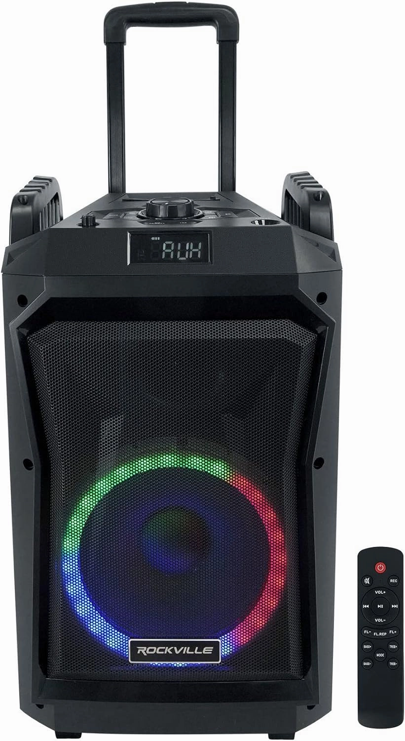 Rockville ROCKNGO 800 800W 10" Portable Bluetooth Speaker, LED Lights, Wheels, Mic Priority, Perfect for Parties and Outdoor Events wireless speakers,portable Bluetooth speaker,multiroom speaker,