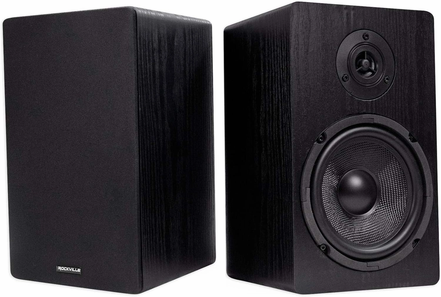 Rockville RockShelf 64B 400W Black 6.5" Bookshelf Speakers (Pair), 4 Ohm, Kevlar Woofers, Silk Dome Tweeter, Wall-Mountable, for Home Theater and Music Enthusiasts bookshelf speakers,compact stereo speakers,hi-fi shelf speakers,