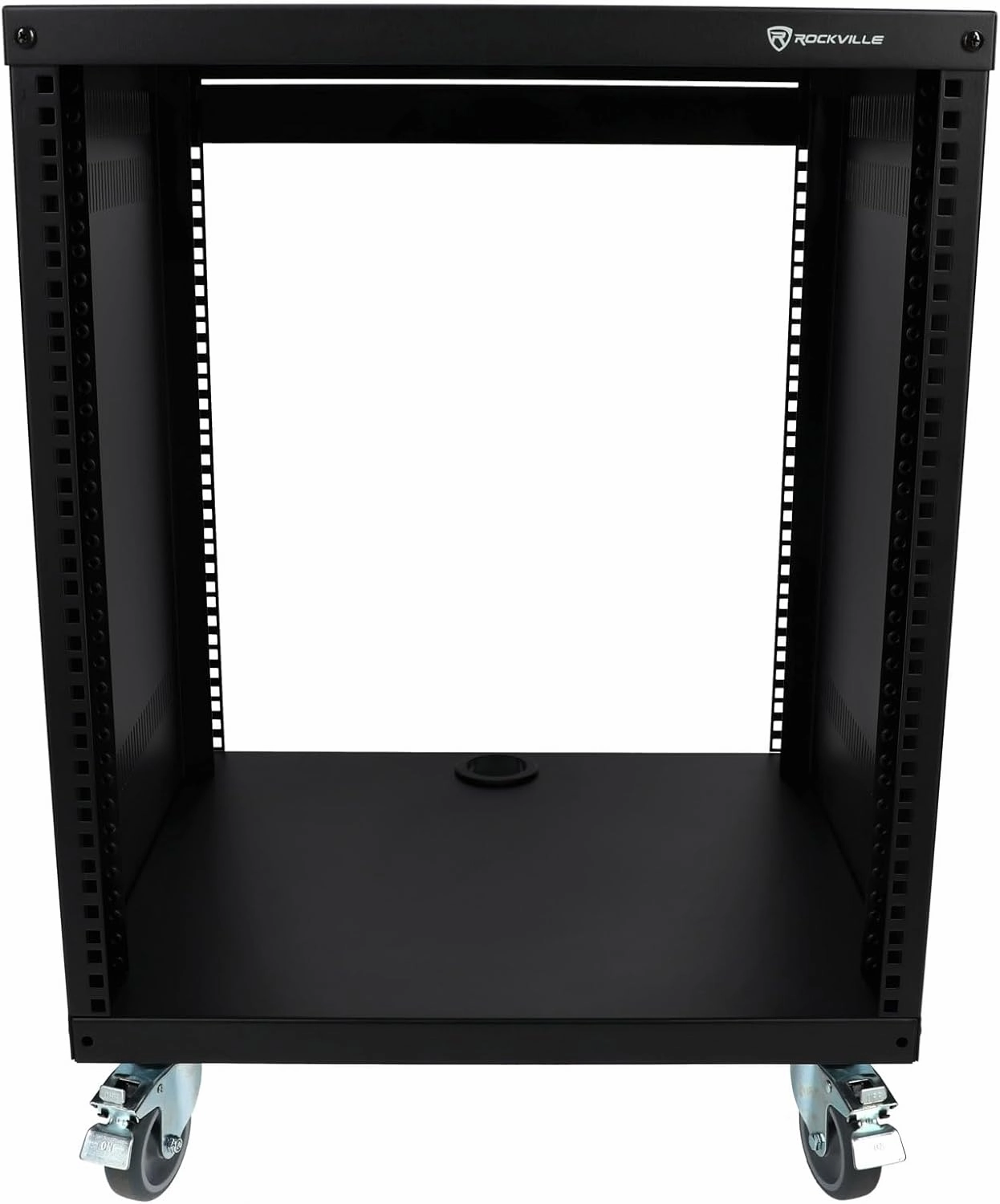 Rockville RR12U 12U Live Sound/Recording Studio Rack Case with Wheels, Reversible Rack Rails, Front & Rear Mounting, Cable Management Ports, 440lb Capacity