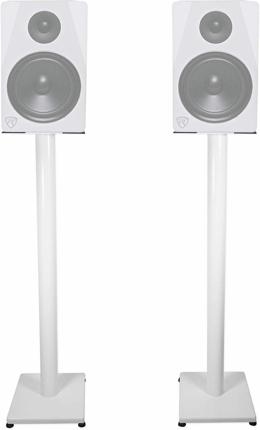Rockville RS37W 37" Steel Bookshelf Speaker Stands, 60 lbs Capacity, Cable Management, Anti-Vibration Pads, Adjustable Feet, for Home Audio and Studio Monitoring (Pair) speaker stands,monitor stands,floor speaker holders,