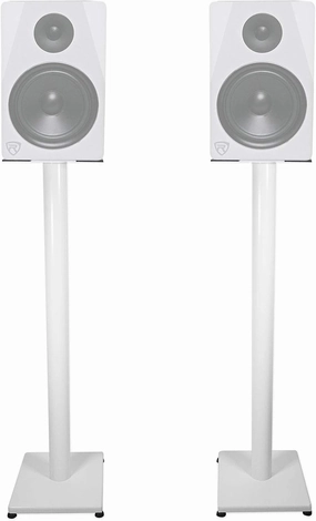 Rockville RS37W 37" Steel Bookshelf Speaker Stands, 60 lbs Capacity, Cable Management, Anti-Vibration Pads, Adjustable Feet, for Home Audio and Studio Monitoring (Pair) speaker stands,monitor stands,floor speaker holders,