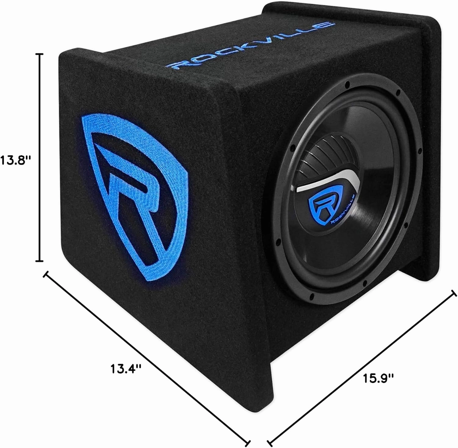 Rockville RV10.1D 500W 10-Inch Loaded Car Subwoofer Enclosure with Mono Amplifier and Amp Kit, High-Performance Bass, Durable Build, Easy Installation, for Car Audio Enthusiasts