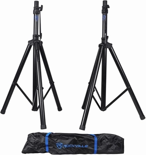 Rockville RVES1 Tripod DJ PA Speaker Stands (Pair) with Carry Bag, Steel Construction, 100 lbs Capacity, Height Adjustable upto 71 Inches, Perfect for Events and Performances speaker stands,monitor stands,floor speaker holders,