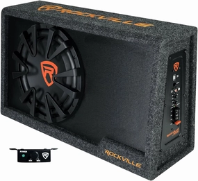 Rockville RVS12A 1400W 12" Slim Vented Powered Car Subwoofer Enclosure, 400W RMS, Adjustable Bass Boost, Durable MDF Build, for Car Audio Enthusiasts audiophile subwoofer,active subwoofer,low frequency speaker,