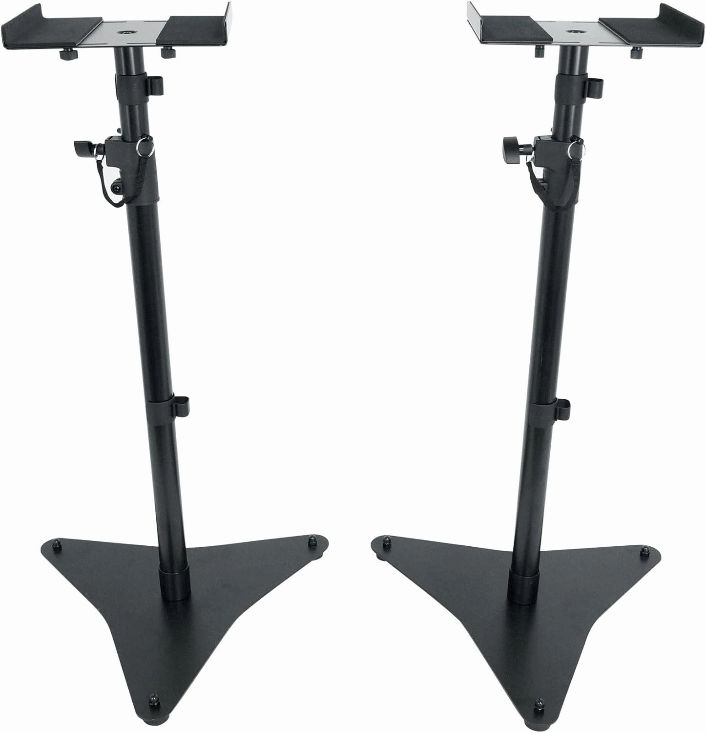 Rockville RVSM5 Pair Adjustable Studio Monitor Speaker Stands, Heavy-Duty Steel, Foam Padding, Wide Base, for Home Studios and Audiophiles