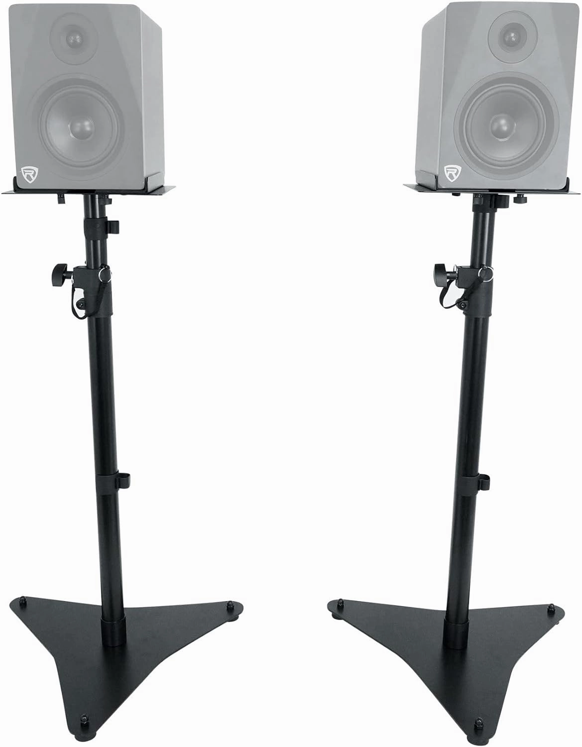 Rockville RVSM5 Pair Adjustable Studio Monitor Speaker Stands, Heavy-Duty Steel, Foam Padding, Wide Base, for Home Studios and Audiophiles studio monitors,nearfield speakers,mixing reference monitors,