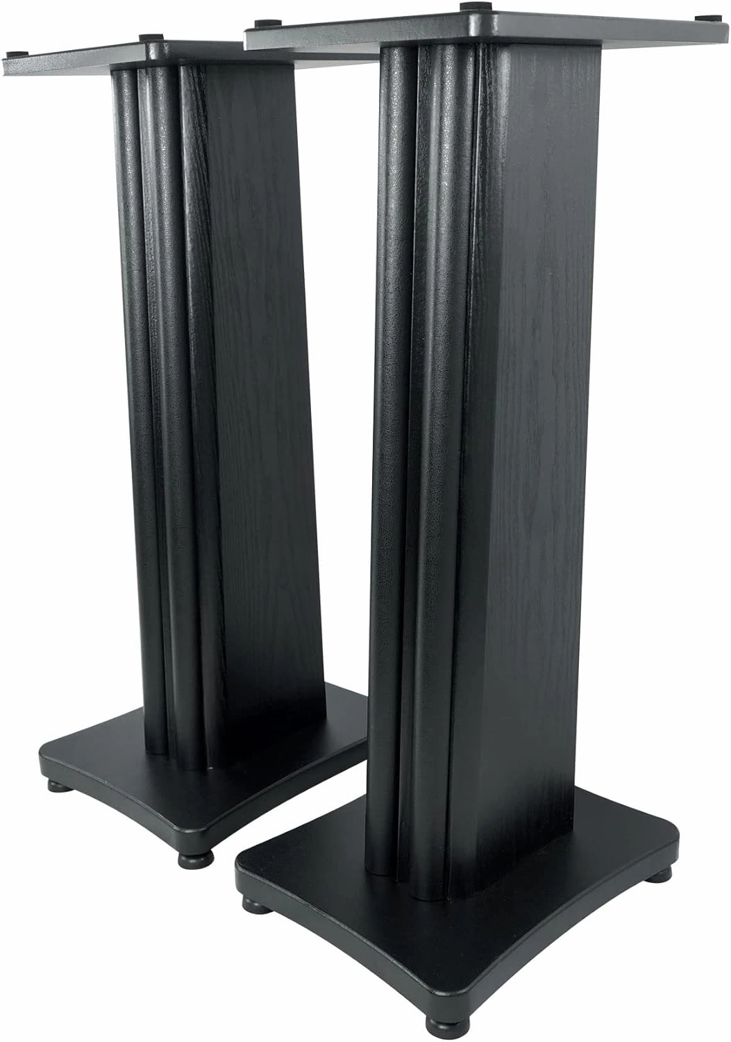 Rockville SS28B Premium Black Wood Grain 28" Speaker Stands (2), 100lb Capacity, Solid MDF Wood, Dual Platforms, Spikes and Pads Included, for Home Theater and Studio Audiophiles speaker stands,monitor stands,floor speaker holders,