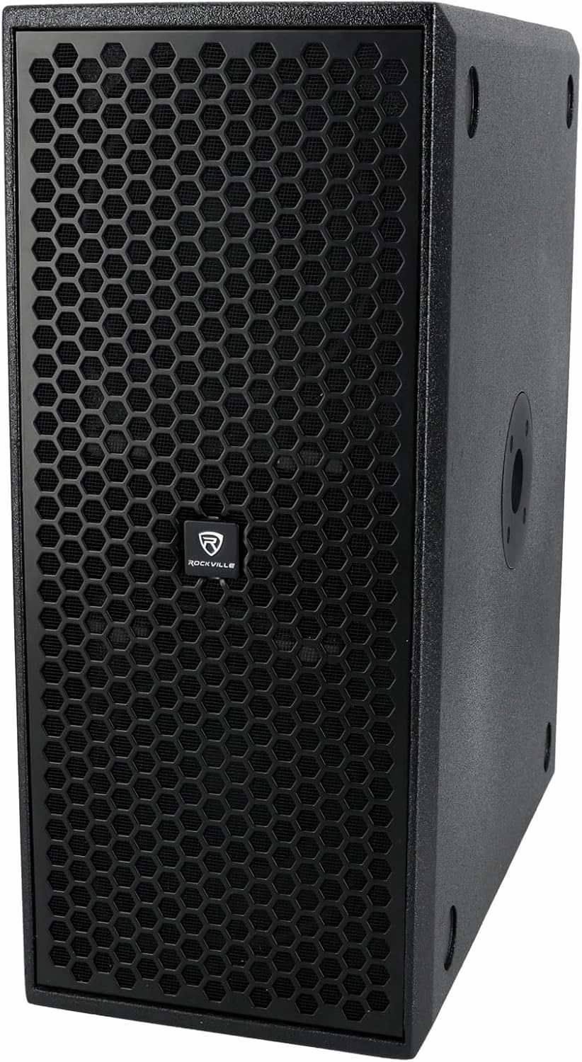 Rockville TITAN SLIM D8 Powered Subwoofer, Dual 8" Woofers, 400W RMS/1600W Peak, 122dB SPL, Stackable, Vertical/Horizontal Mount, XLR/RCA Inputs, Bass Boost, Compact Plywood Enclosure for DJ/Live audiophile subwoofer,active subwoofer,low frequency spe