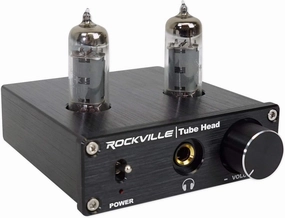 Rockville TubeHead 180mW Tube Headphone Amplifier, 16-300 Ohms, Dual 6K4 Tubes, Compact Design, Low-Noise Circuitry, for Audiophiles and Studio Monitoring audiophile headphones,high-end headphones,studio over-ear,