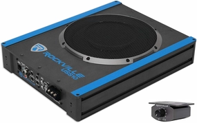 Rockville USS10 800W 10" Slim Under-Seat Active Car Subwoofer, High-Power Audio, Compact Design, Easy Installation, Perfect for Cars and Trucks audiophile subwoofer,active subwoofer,low frequency speaker,