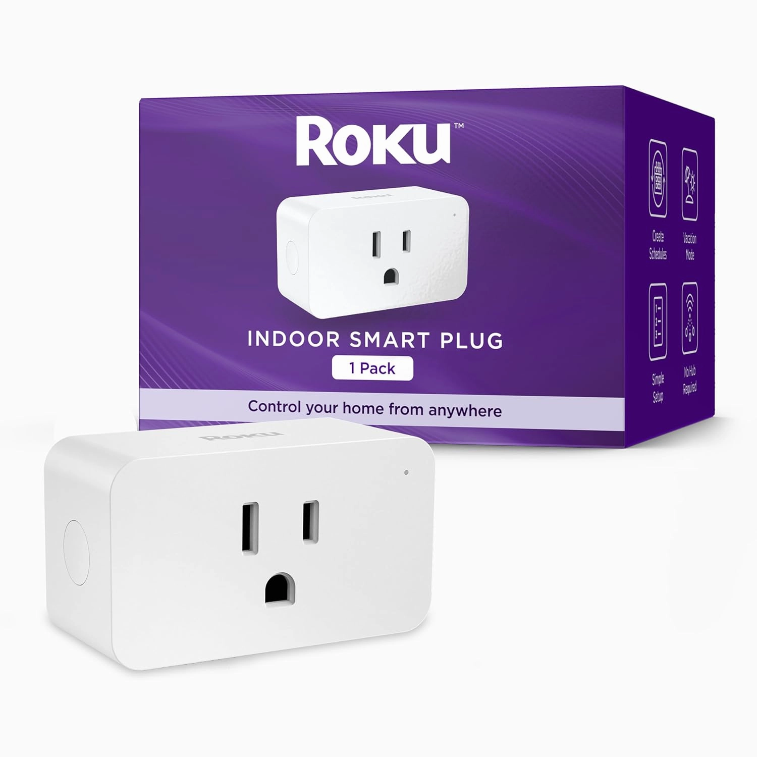 Roku Smart Home Indoor Smart Plug, 1-Pack - WiFi Smart Plugs Works with Alexa & Google Assistant, No Hub Required - Custom Scheduling Timer & Multi-Outlet Sync - Easy-to-Setup Smart Home Products smart audio hub,voice control speaker,Alexa compatib