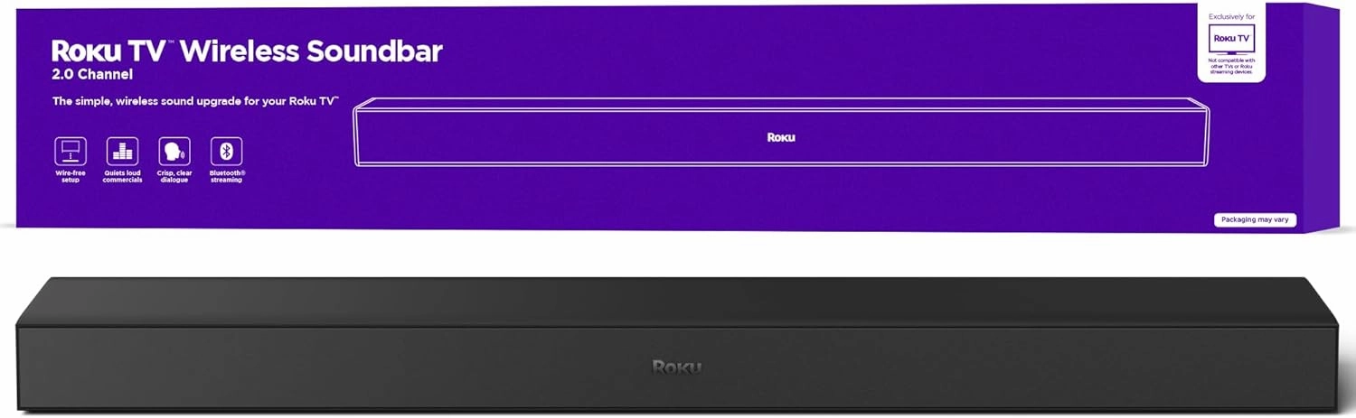 Roku TV Wireless Soundbar, Soundbar Exclusively for RokuTV with Enhanced Stereo Sound, Clear Dialogue, and Simple Wireless Setup floorstanding speakers,tower speakers,stereo floor speakers,
