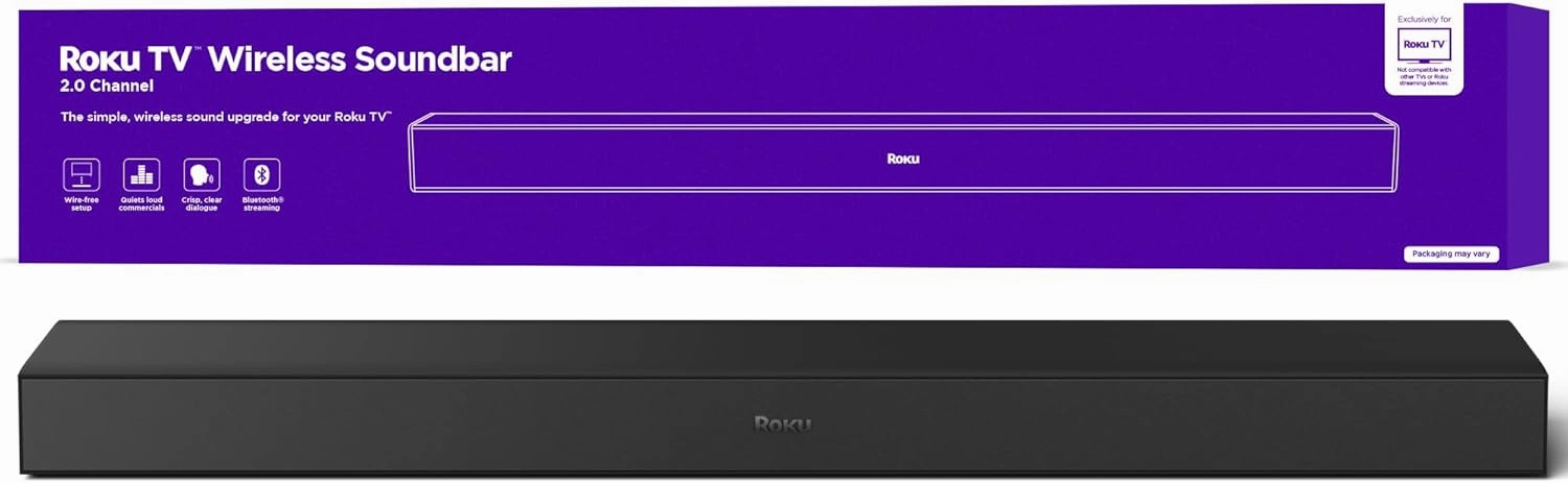 Roku TV Wireless Soundbar, Soundbar Exclusively for RokuTV with Enhanced Stereo Sound, Clear Dialogue, and Simple Wireless Setup wireless speakers,portable Bluetooth speaker,multiroom speaker,