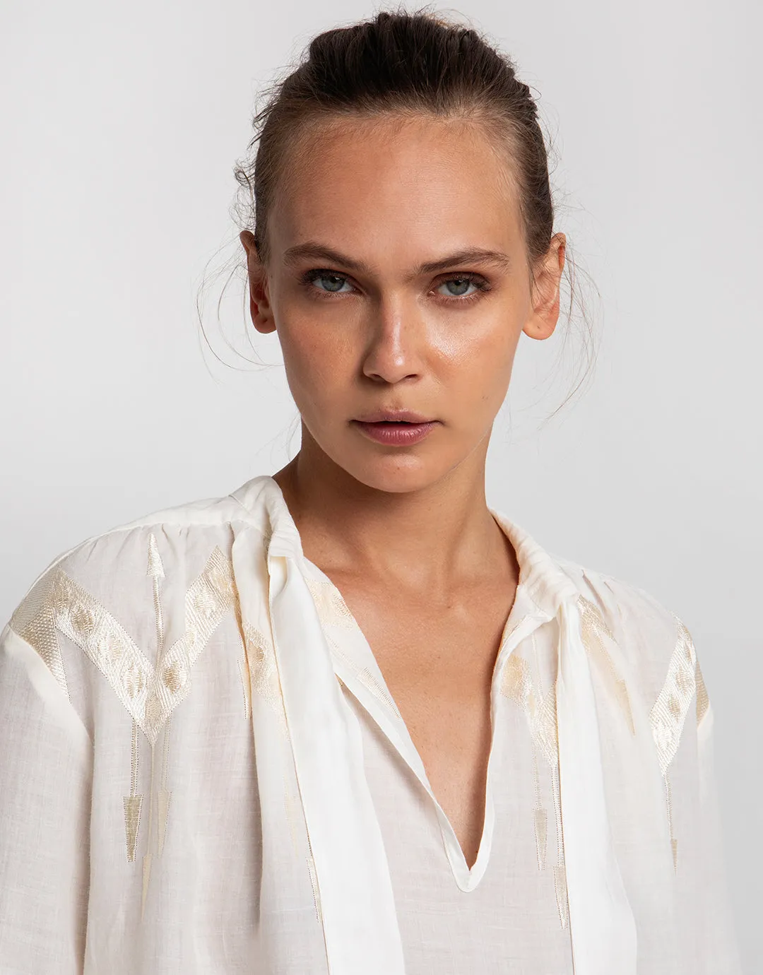Roots Midi Shirt Dress - Natural and Champagne