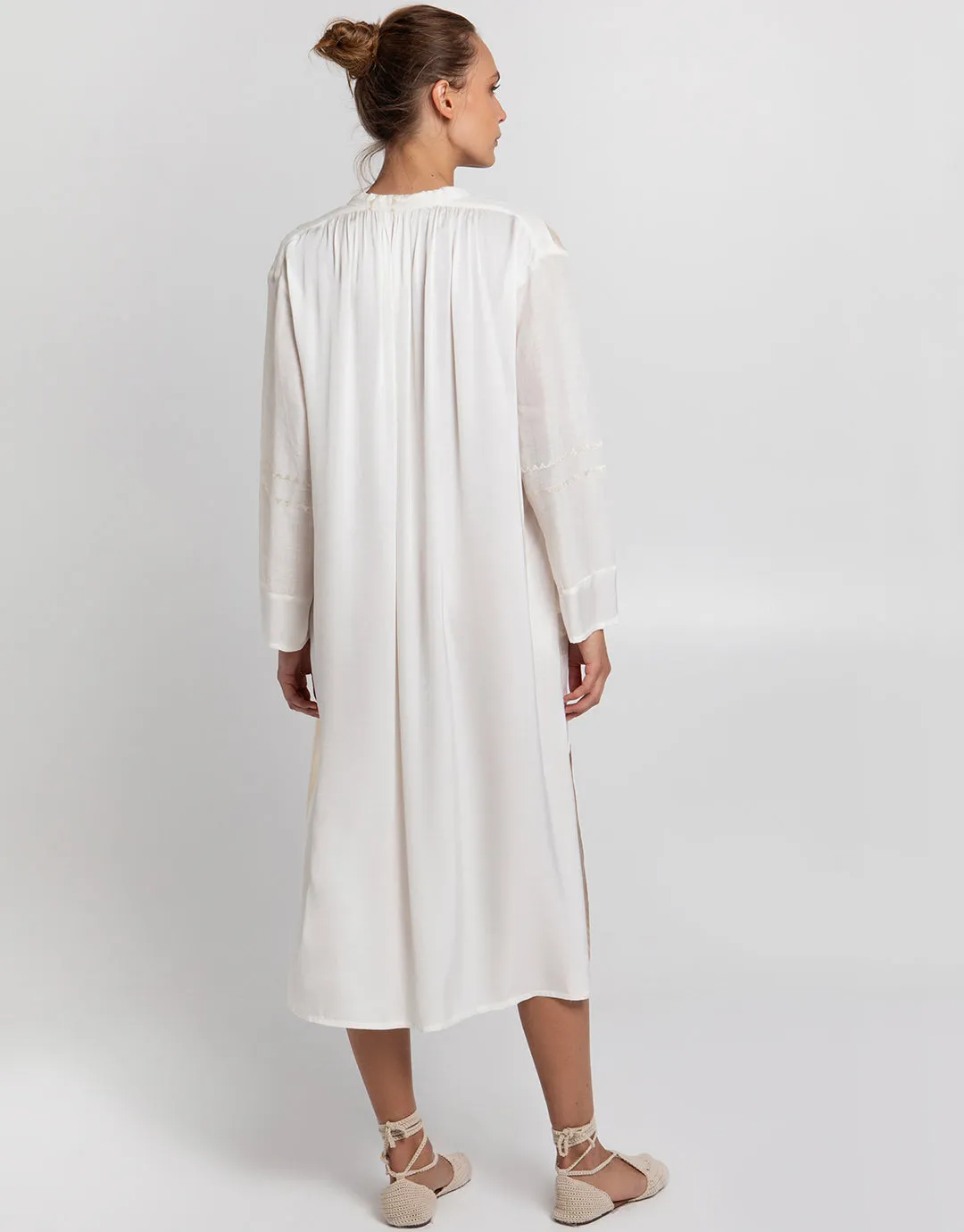 Roots Midi Shirt Dress - Natural and Champagne