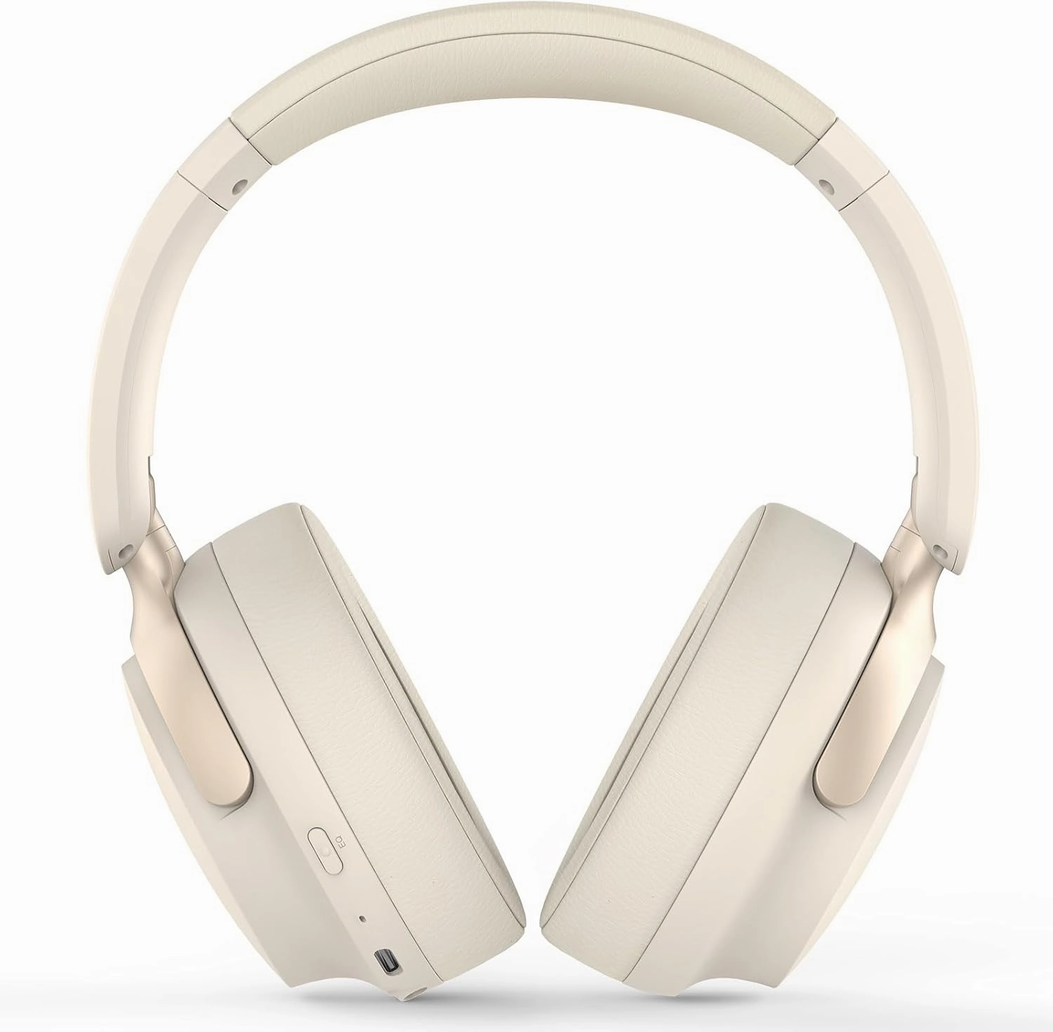RORSOU B8 Bluetooth Headphones Over Ear, 6 EQ Music Modes and 50H Playtime Deep Bass Wireless Headphones with Mic, Lightweight Folding HiFi Stereo Headset for iPad/Travel/Tablet/PC/Home Beige White