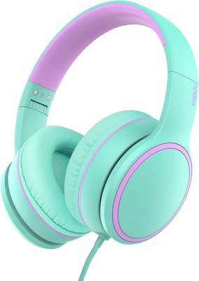 RORSOU R10 Over-Ear Headphones with Microphone Lightweight Folding Stereo Bass Headset with 1.5M No-Tangle Cord Portable Wired Headphones for Smartphone Tablet Computer Green over-ear headphones,closed back headphones,wireless studio cans,