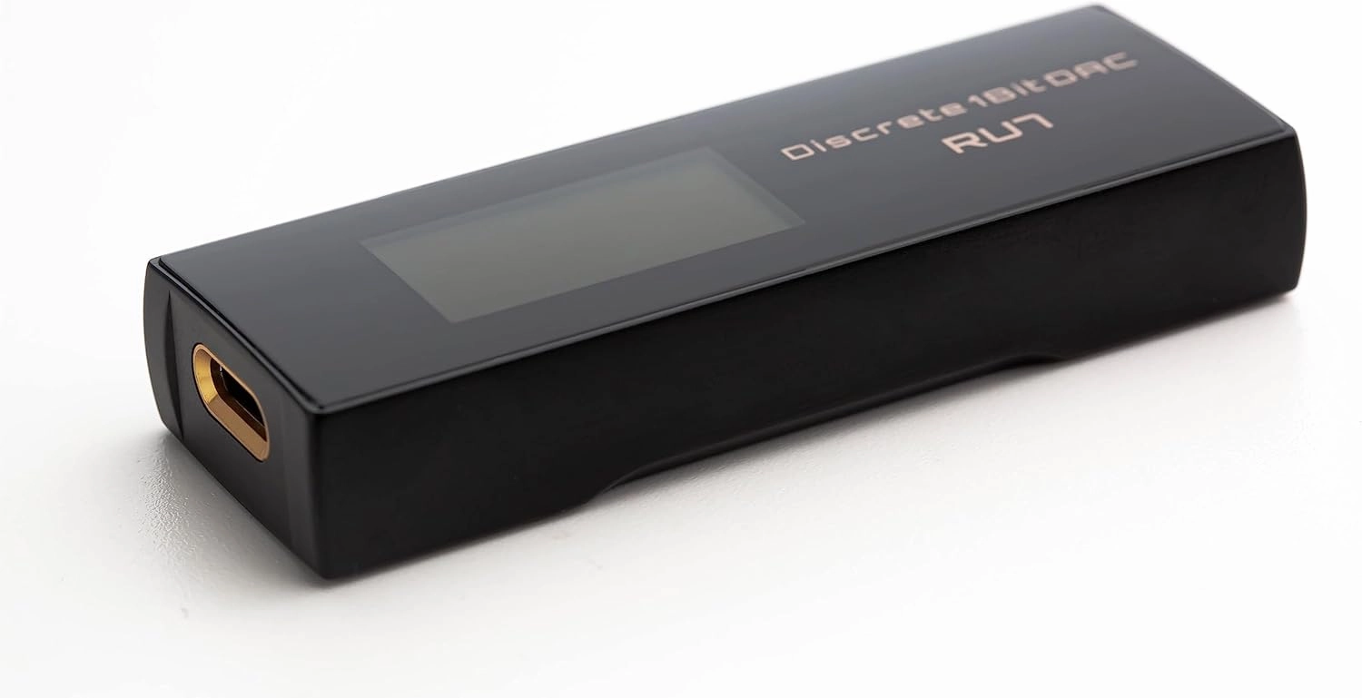 RU7 Portable USB DAC/Amp Dongle with 1-Bit Resistive Ladder DAC, DSD64/128/256 Support, OLED Screen, and Included Leather Case DAC,USB audio converter,digital to analog converter,
