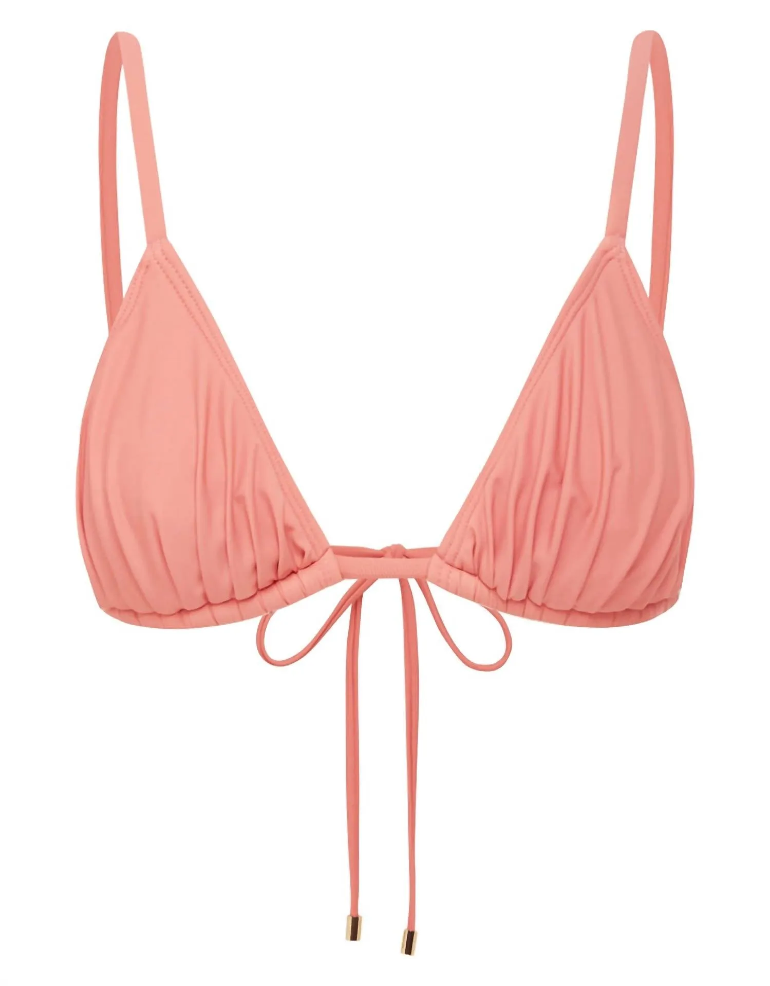 Ruched String Triangle Bikini Top In Nectar