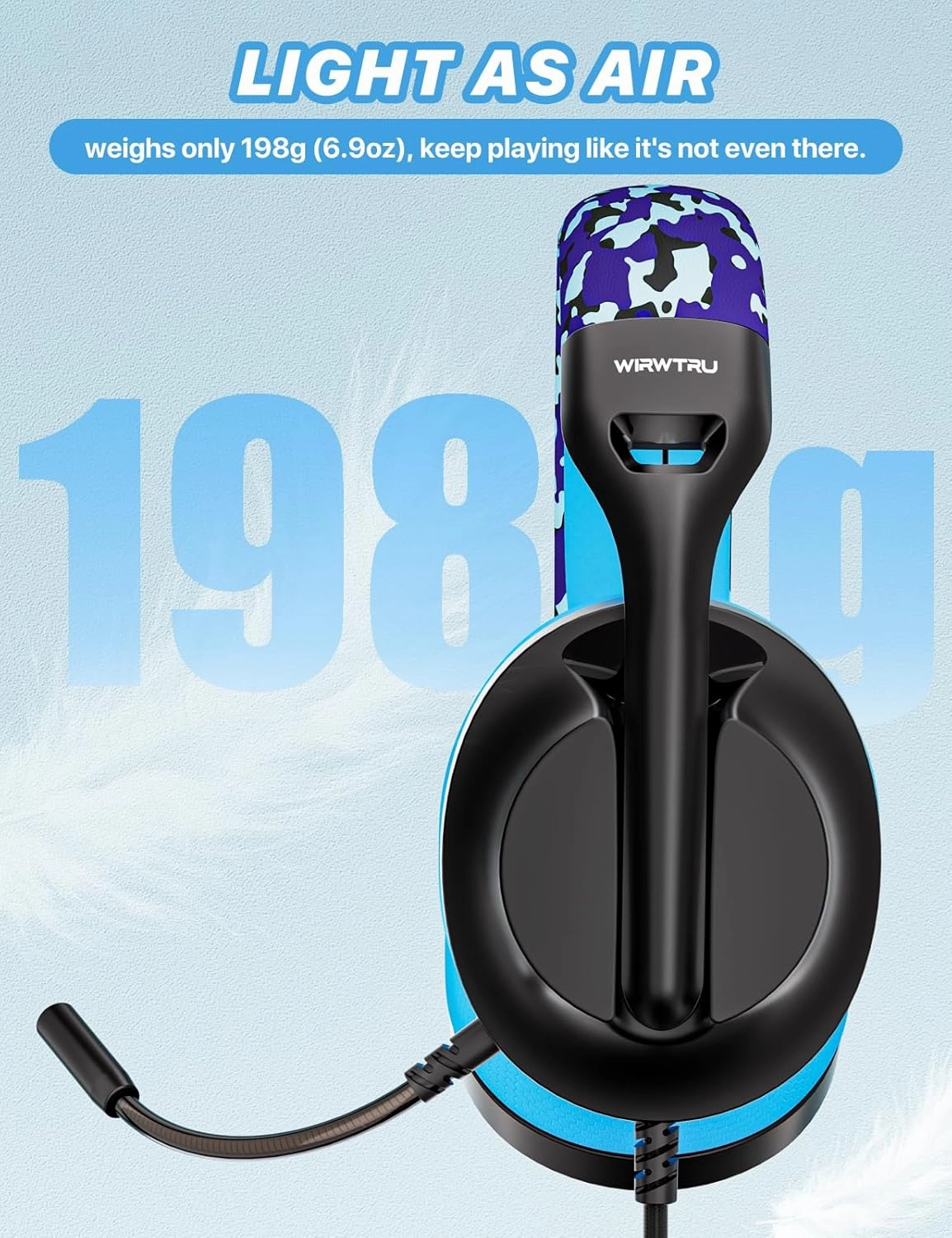 S30 Gaming Headset with Microphone,198g Lightweight Design, Gaming Headphones for Xbox, Xbox Series X|S, PS5, PS4,Switch, PC, Noise Cancelling Mic, Soft Earmuffs,3.5MM Wired (Blue)