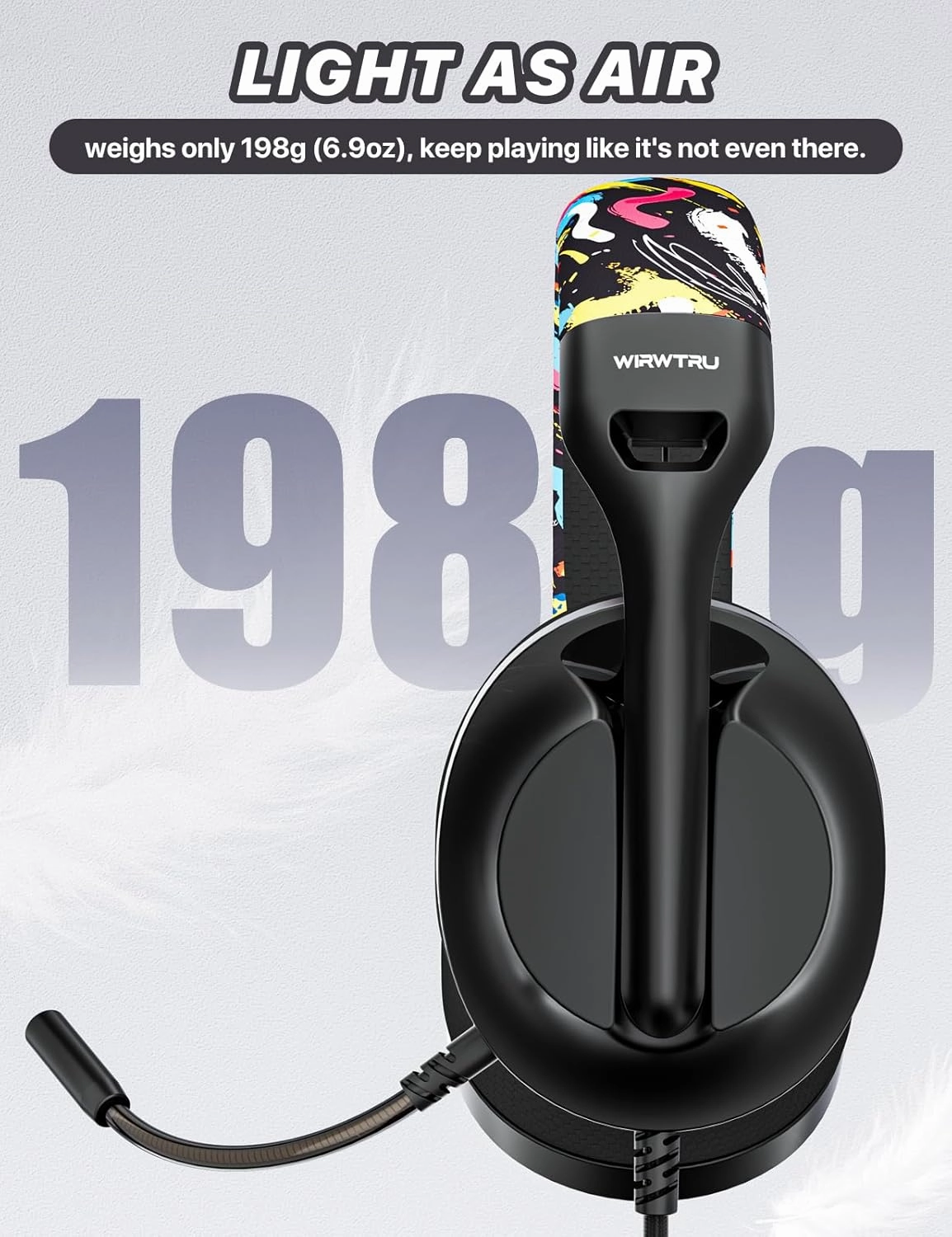 S30 Gaming Headset with Microphone,198g Lightweight Design, Gaming Headphones for Xbox, Xbox Series X|S, PS5, PS4,Switch, PC, Noise Cancelling Mic, Soft Earmuffs,3.5MM Wired (Graffiti)