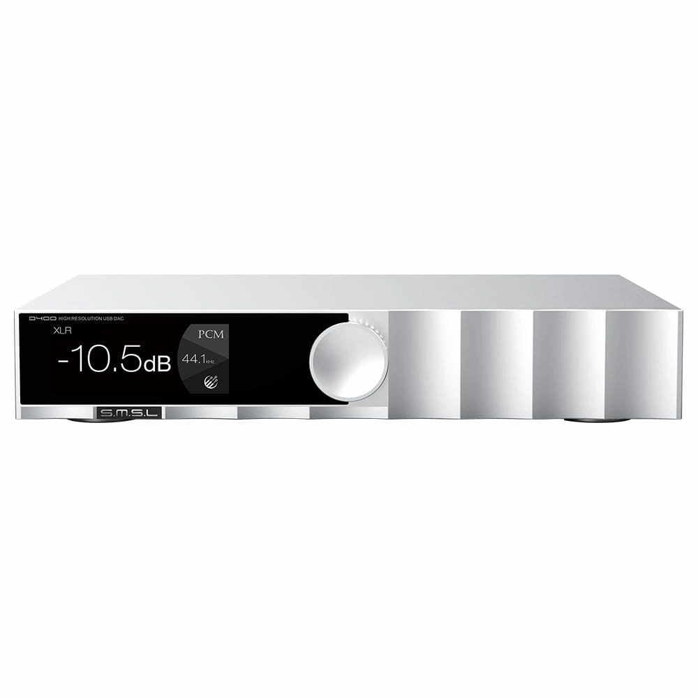 S.M.S.L D400 PRO High Resolution USB DAC AK449EX AK4191EQ Chips MQA XMOS XU-316 DSD512 PCM 32bit/768kHz USB/Optical/Coaxial/I2S/Bluetooth/AES Input with Remote Control (Silver) DAC,USB audio converter,digital to analog converter,