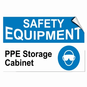 Safety Equipment Ppe Storage Cabinet Business Label Decal Sticker 10 Inches X 7 Inches equipment cabinet,AV gear cabinet,component enclosure,