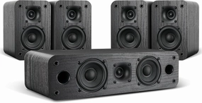 Saiyin 5.0 Home Theater System, 100w HiFi Surround Sound Speakers with Stereo Surround Sound and Classic Rretro Wood Grain for TV/PC, Passive, Amplifier or Receiver Required, Cable Not Included surround sound system,cinema audio kit,5.1 surround package,