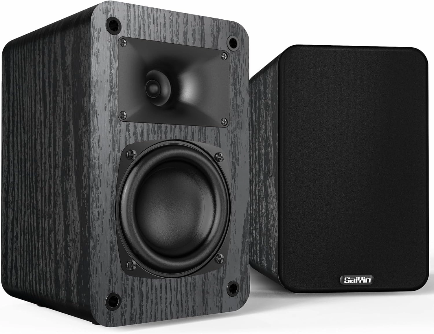 Saiyin Passive Bookshelf Speakers, 2-Way Passive Speakers, 3.5" Woofer & Silk Horn Tweeter, 60Hz Bass for Home/Office/Theater Pair (Needs Amplifier or Receiver to Operate) bookshelf speakers,compact stereo speakers,hi-fi shelf speakers,