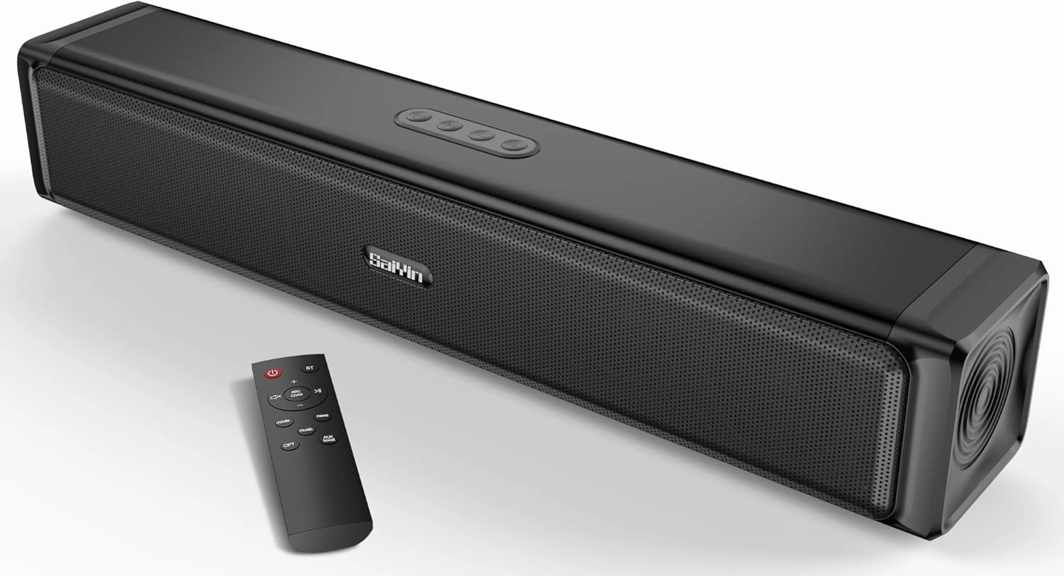 Saiyin Sound Bar,Soundbar for TV with 4 Powerful Speakers,Surround Sound System for TV,17 inch Soundbar with Bluetooth/HDMI-ARC/Optical/AUX,Wall Mountable soundbar,TV speaker bar,home theater soundbar,