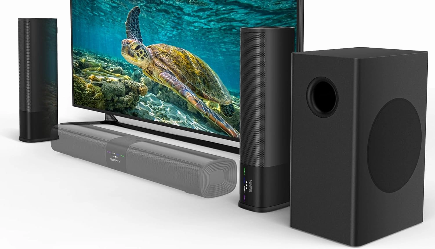 Saiyin Sound Bars for Smart TV with Subwoofer, Soundbar with Optical/ARC/AUX and Bluetooth 5.3 Inputs, Surround Sound System with 5.25 Inches Woofer,Treble and Bass Adjustable soundbar,TV speaker bar,home theater soundbar,