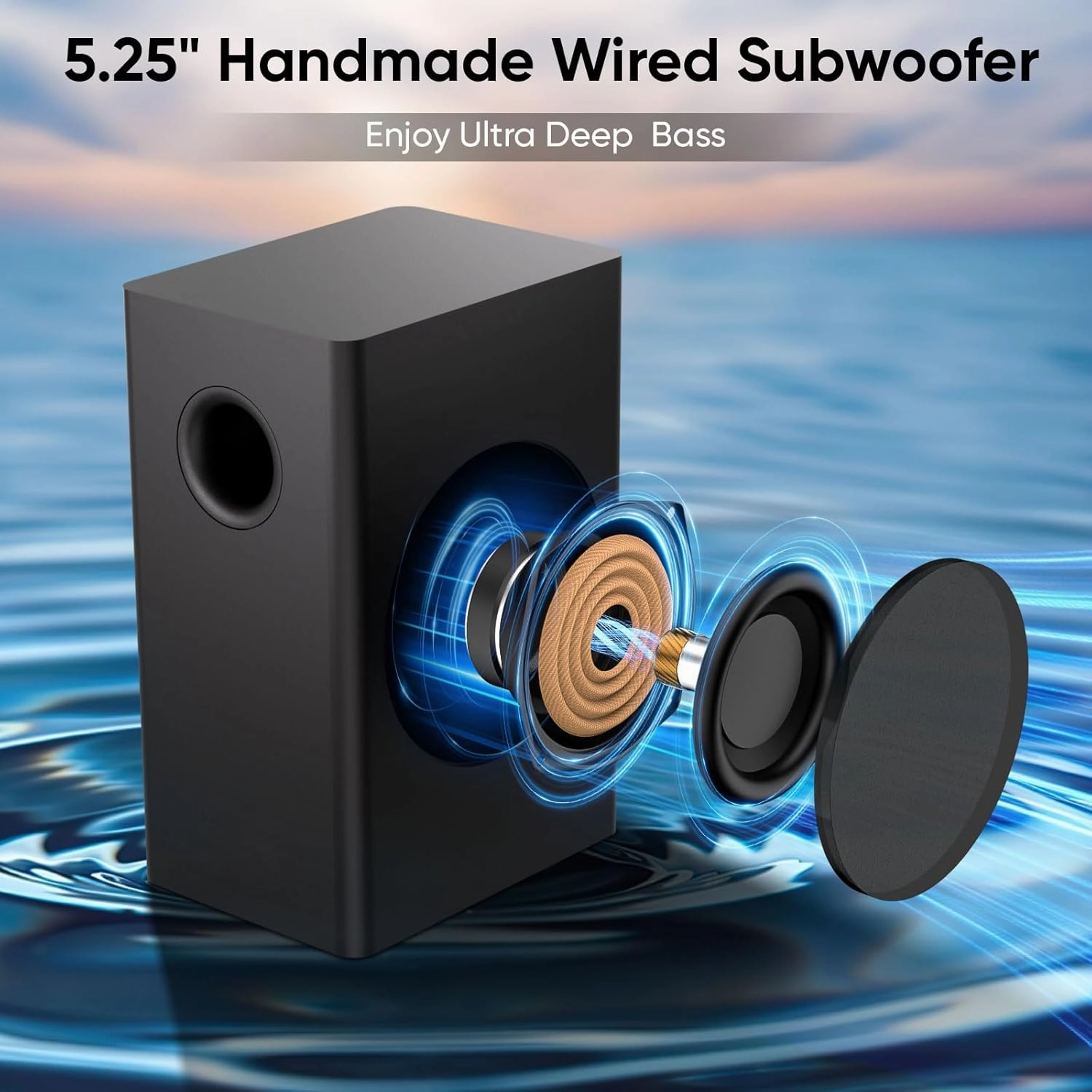 Saiyin Sound Bars for Smart TV with Subwoofer, Soundbar with Optical/ARC/AUX and Bluetooth 5.3 Inputs, Surround Sound System with 5.25 Inches Woofer,Treble and Bass Adjustable