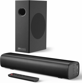 Saiyin Soundbar with 4'' Subwoofers - 70W Rounded-Edge Subwoofer & Compact Soundbar for TV, 2.1 Audio Enhanced Surround Sound System for TV, Bluetooth/Optical/AUX Connection for TV/PC soundbar,TV speaker bar,home theater soundbar,