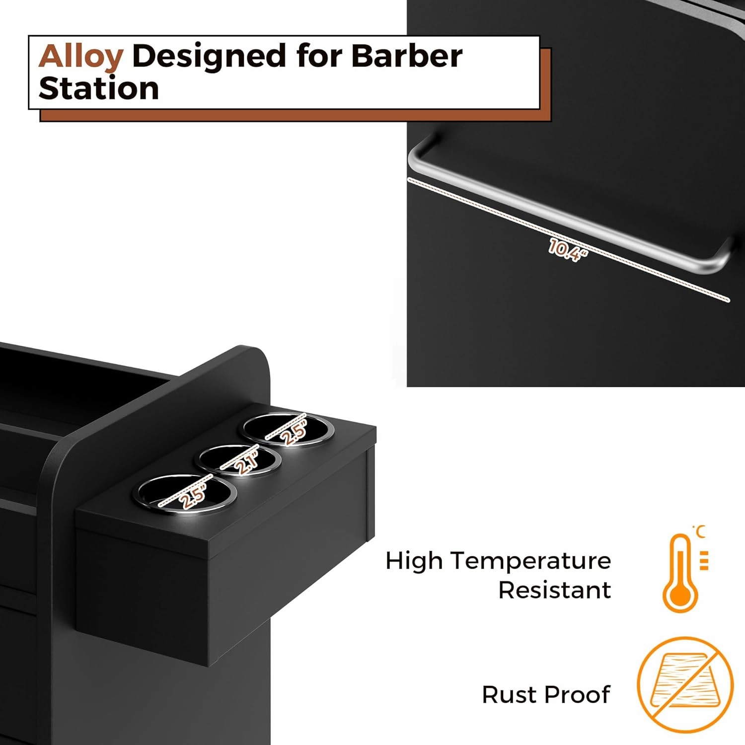 Salon Storage Trolley Cart with 5 Wheels, Dual-Access Rolling Barber Station w/Hair Dryer Holders, Towel Rack, Two-Way Drawers & Cabinet, Salon Storage Equipment for Hair Stylist, Black