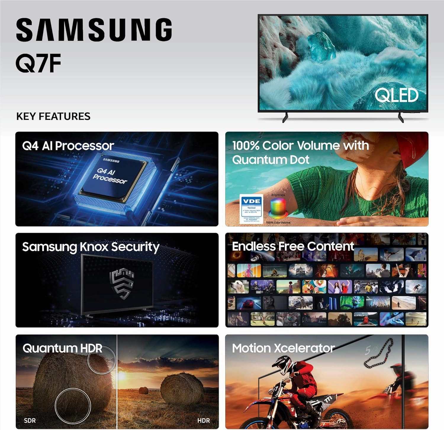Samsung 50-Inch Class QLED Q7F Series Samsung Vision AI Smart TV (2025 Model, 50Q7F) Quantum HDR, Object Tracking Sound Lite, Q4 AI Gen1 Processor, 4K upscaling, Gaming Hub, Alexa Built-in