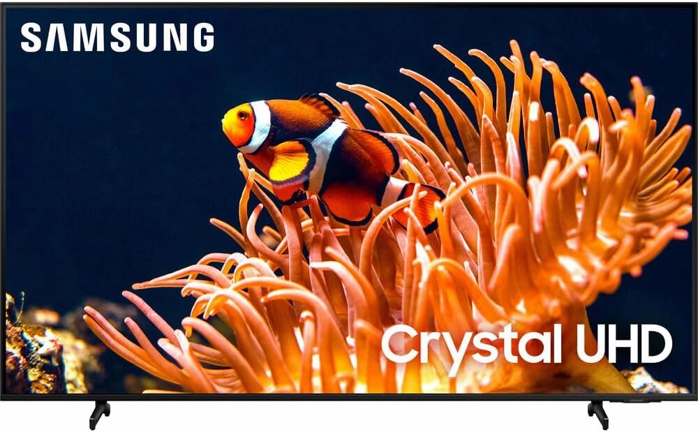 Samsung 65 Inch Class DU8000 Crystal UHD LED 4K Smart TV (2024) Bundle with Premium Deco Gear 60W 2.0 CH Soundbar   Deco Mount 37"-100" TV Wall Mount Bracket with Cleaning Kit   6-Outlet Surge Adapter