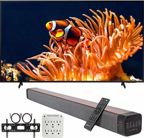 Samsung 65 Inch Class DU8000 Crystal UHD LED 4K Smart TV (2024) Bundle with Premium Deco Gear 60W 2.0 CH Soundbar   Deco Mount 37"-100" TV Wall Mount Bracket with Cleaning Kit   6-Outlet Surge Adapter soundbar,TV speaker bar,home theater soundbar