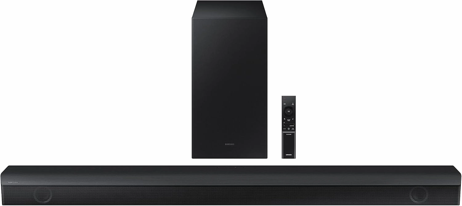 SAMSUNG HW-B650 3.1ch Soundbar w/Dolby 5.1 DTS Virtual:X, Bass Boosted, Built-in Center Speaker, Bluetooth Multi Connection, Voice Enhance & Night Mode, Subwoofer Included, 2022,Black soundbar,TV speaker bar,home theater soundbar,