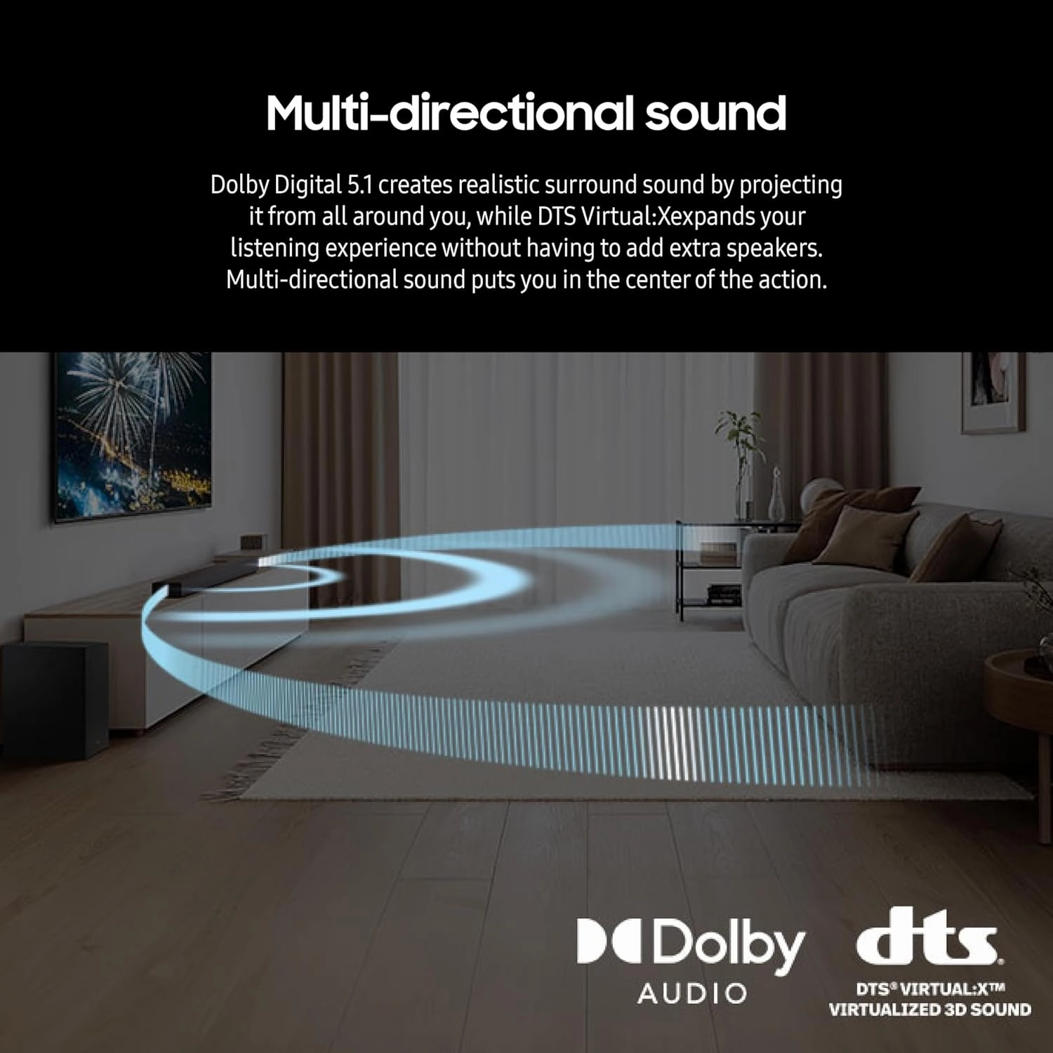 Samsung HW-B750D 5.1Ch Soundbar and Subwoofer with Dolby Digital with an Additional 1 Year Extended Amber Protection (2024)