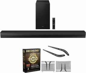 Samsung HW-B750D 5.1ch Soundbar Dolby Virtual:X DTS (2024) w/Soundbar Bracket Mount   2X 4K HDMI 2.0 Cable w/Pure Copper Conductors & Deco Gear CPS Exclusive 26Month Protection Pack (BEACH-CPS-26500) soundbar,TV speaker bar,home theater soundbar,