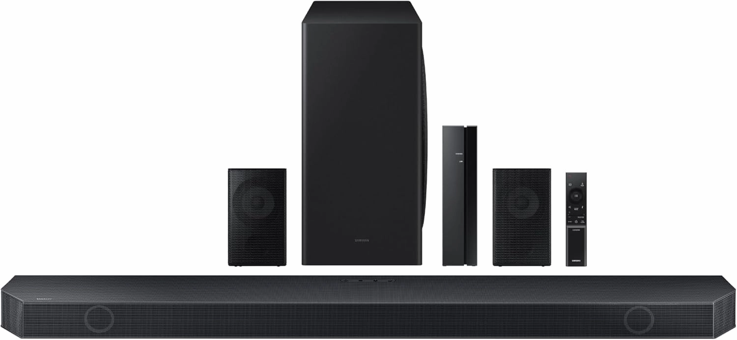 Samsung HW-Q910D 9.1.2 ch Soundbar w/Dolby Audio, Surround Sound Expansion, Adaptive Sound, Wireless Subwoofer, 2024 surround sound system,cinema audio kit,5.1 surround package,