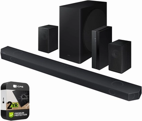 Samsung HW-Q910D Q-Series 9.1.2 ch. Wireless Dolby Atmos Soundbar w/Q-Symphony (2024)(Renewed) Bundle with 2 Year Enhanced Protection Pack soundbar,TV speaker bar,home theater soundbar,