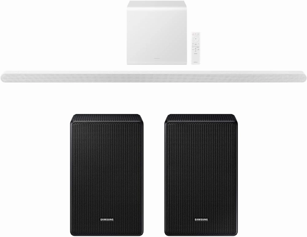 Samsung HW-S801D 3.1.2ch Wireless Soundbar Dolby Atmos, White (2024) Bundle with SWA-9500S Wireless Rear Speaker Kit soundbar,TV speaker bar,home theater soundbar,