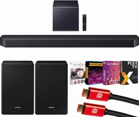 SAMSUNG Q Series Soundbar HW-Q900F 7.1.2 ch Subwoofer (2025) Q-Symphony Bundle with SWA-9500S Wireless Rear Speakers, Tech Smart USA Premiere Movies Streaming and 2X 4K HDMI Cable soundbar,TV speaker bar,home theater soundbar,