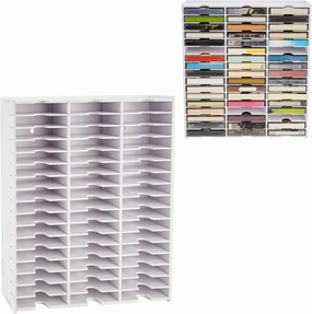 SANFURNEY 51-Slot Cassette Tape Storage, Desktop Rack Audio Tape Organizer, Wall-Mounted Cassette Holder-White audio rack,hi-fi component stand,media shelf,