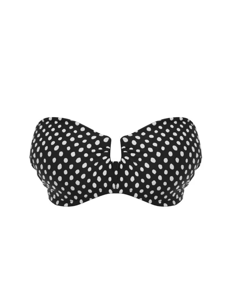 Santa Monica Bandeau Bikini Top - Black/White