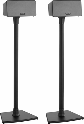 SANUS Wireless Sonos Speaker Stand for Sonos One, Play:1, & Play:3 - Audio-Enhancing Design with Built-in Cable Management - Pair (Black) - WSS22-B1 speaker stands,monitor stands,floor speaker holders,