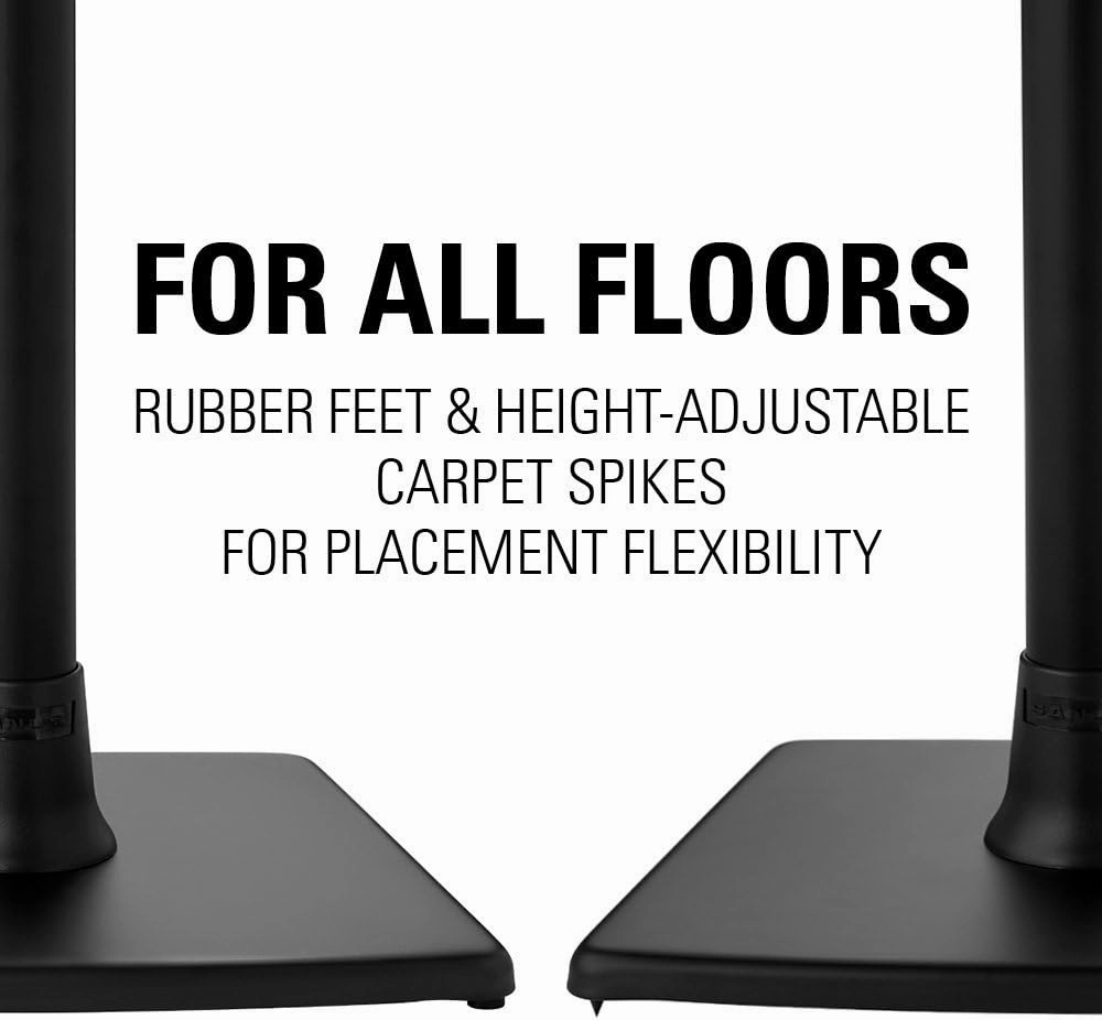 SANUS Wireless Sonos Speaker Stand for Sonos One, Play:1, & Play:3 - Audio-Enhancing Design with Built-in Cable Management - Pair (Black) - WSS22-B1