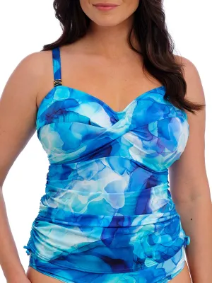 Saunton Sands Twist Front Tankini Top - Dazzling Blue
